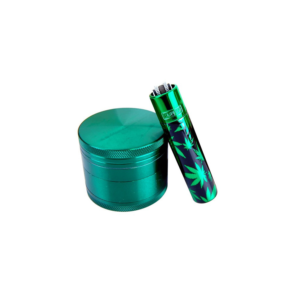 Grinder Set Smoke: Drtička Smoke + Kovový Clipper Leaf