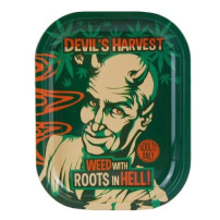 Tác Roll Tray "Devils Harvest" 420 cannabis leaf 18 x 14 cm