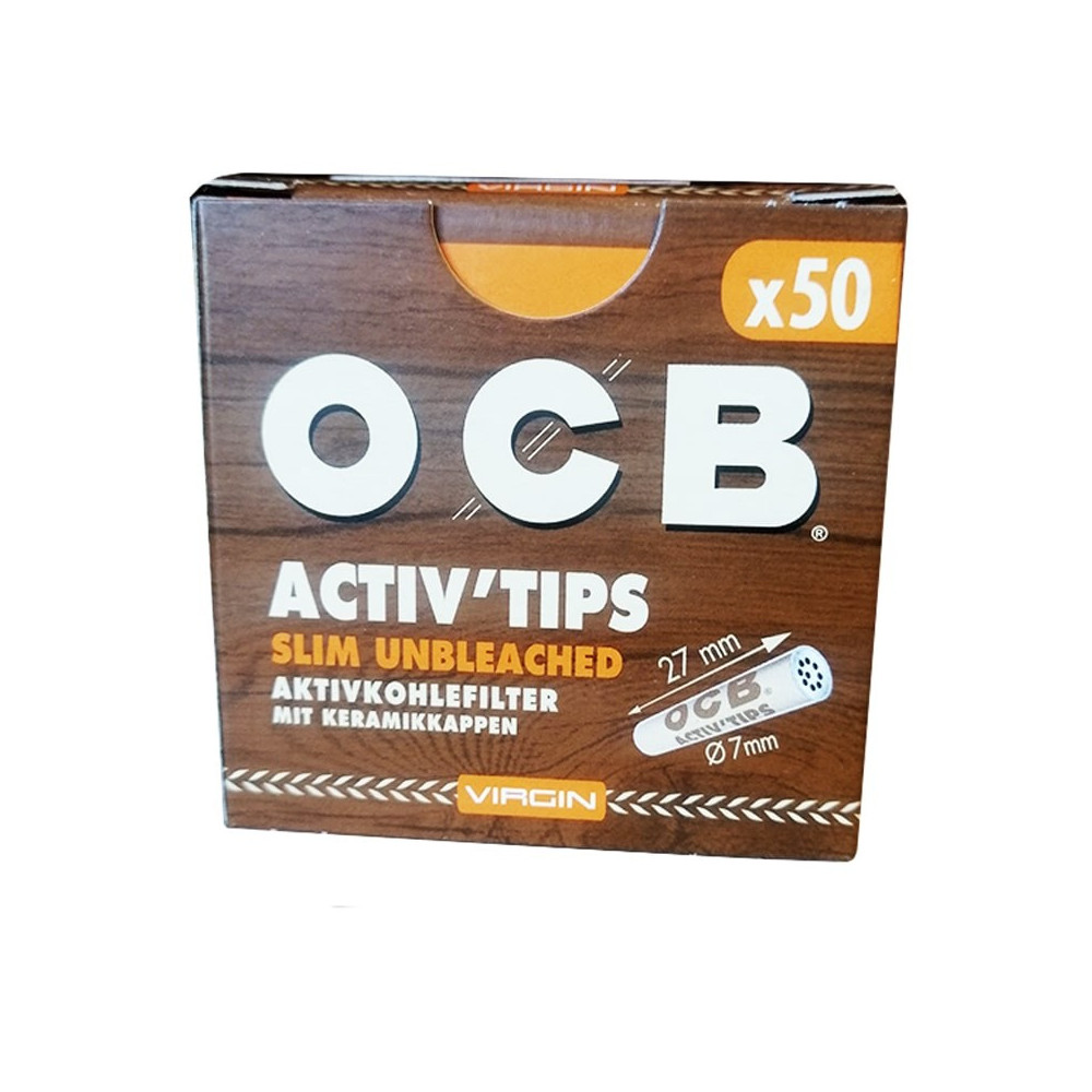 Uhlíkové filtry OCB Activ Slim Unbleached 7mm 50 kusů