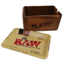 Tác a dřevěná krabička RAW - Roll Tray RAW Cache box