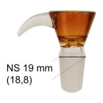 Náhradní kotel na bongo amber s rukojetí 19 mm - pohled zboku - popisky
