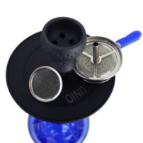 Vodní dýmka Unio Shisha 55 cm Black - blue - pohled svrchu - korunka, badcha a sítko