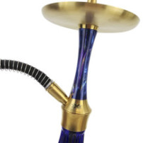 Vodní dýmka Aladin EPOX 360 blue - gold 36 cm - detail těla, talířku a základny vodní dýmky