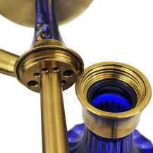 Vodní dýmka Aladin EPOX 360 blue - gold 36 cm - detail závitu vodní dýmky a umístění výfukového ventilu