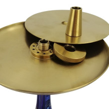 Vodní dýmka Aladin EPOX 360 blue - gold 36 cm - detail talířku a možnosti složení výfukových ventilů