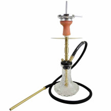 Vodní dýmka Kaya Shisha - Clear Brass Plug in Gold 52 cm