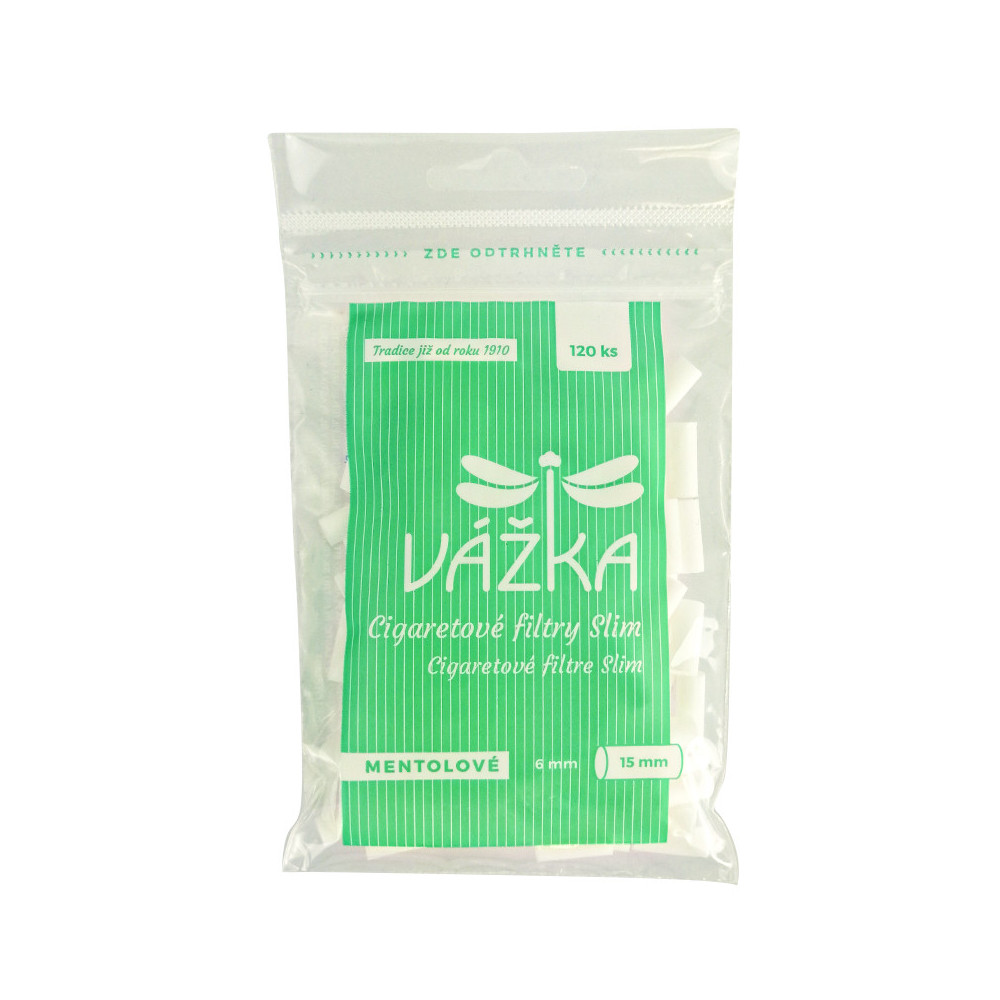 Cigaretové filtry Vážka Slim Mentol 6mm - 120 ks
