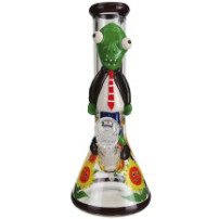 Skleněné bongo "Zombie and plants" svítící Grace Glass glow 32cm - pohled zepředu