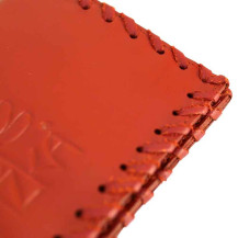 Tabatěrka / pouzdro na tabák Vážka kůže - detail šití