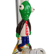 Skleněné bongo "Zombie and plants" svítící Grace Glass glow 32cm - detail plastického zombie motivu