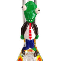 Skleněné bongo "Zombie and plants" svítící Grace Glass glow 32cm - detail plastického zombie motivu