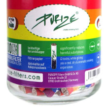 Cigaretové Filtry s aktivním uhlím Purize Extra Slim Rainbow 100 ks - detail etikety
