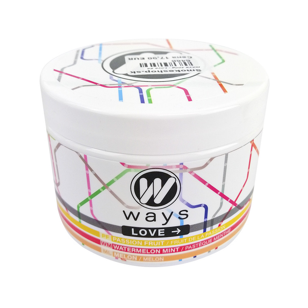 WAYS 200g tabamel - Beznikotinová náhrada (Celulóza bez nikotinu do vodní dýmky) - Love 66 (marakuja, meloun, máta)
