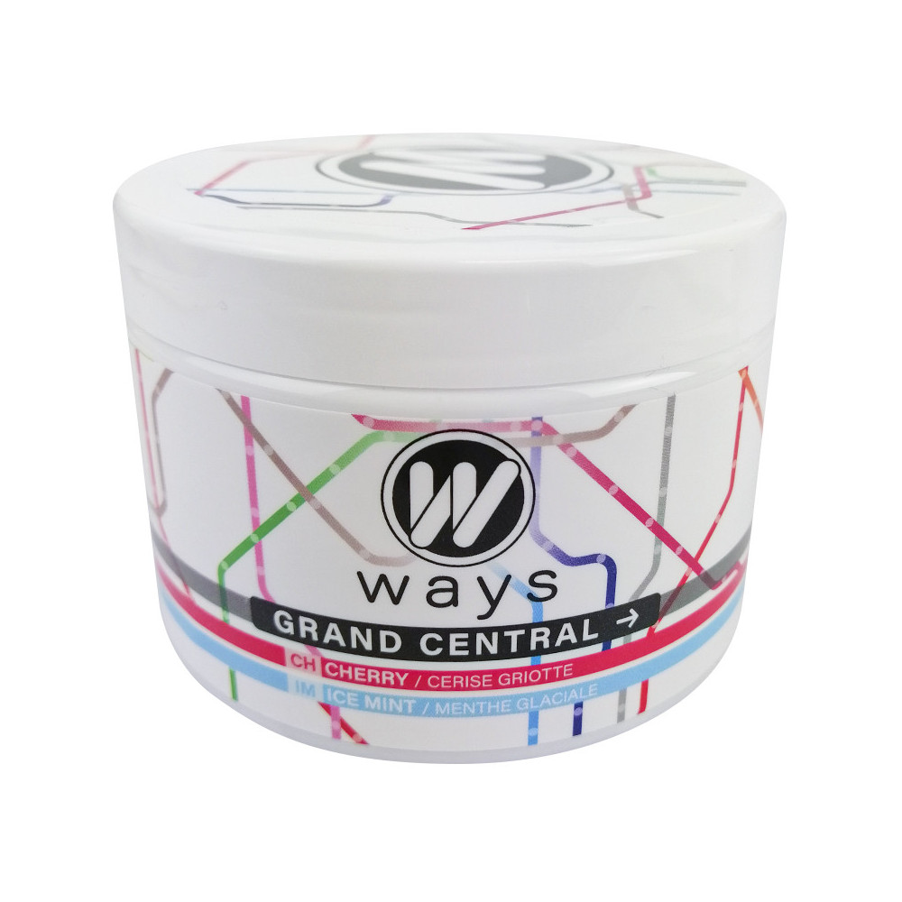 WAYS 200g tabamel - Beznikotinová náhrada (Celulóza bez nikotinu do vodní dýmky) - Grand Central (griotka, máta peprná)