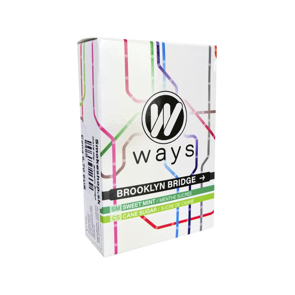 WAYS 50g tabamel - Beznikotinová náhrada (Celulóza bez nikotinu do shishe) - Brooklin Bridge (mentolové bonbóny, třtin. cukr)