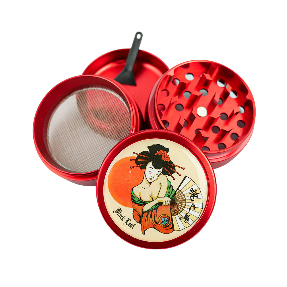 Grinder drtička Geisha Black Leaf 4 dílná Red