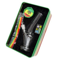 Bong set Breit 2 - skleněné bongo, šlukovka, drtička, sítka a dýmkové čističe