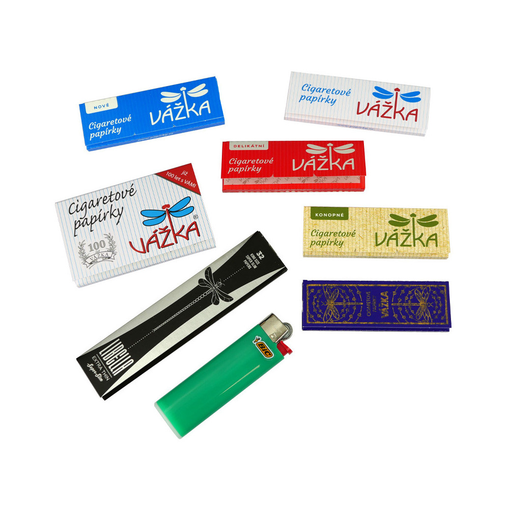 Vážkový set - Papírky na cigarety a jointy + zapalovač