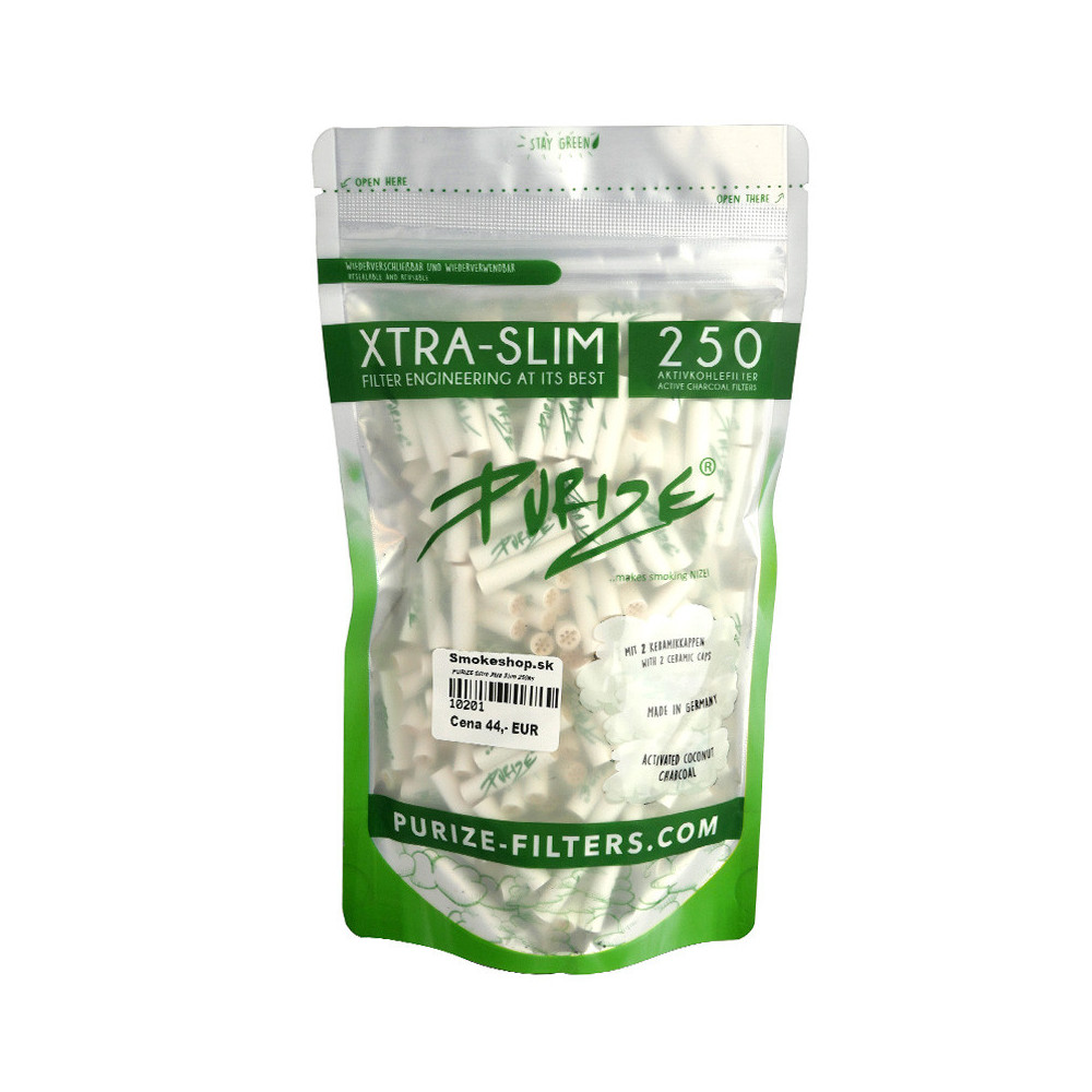 PURIZE filtry s aktivním uhlím Xtra Slim 250 ks