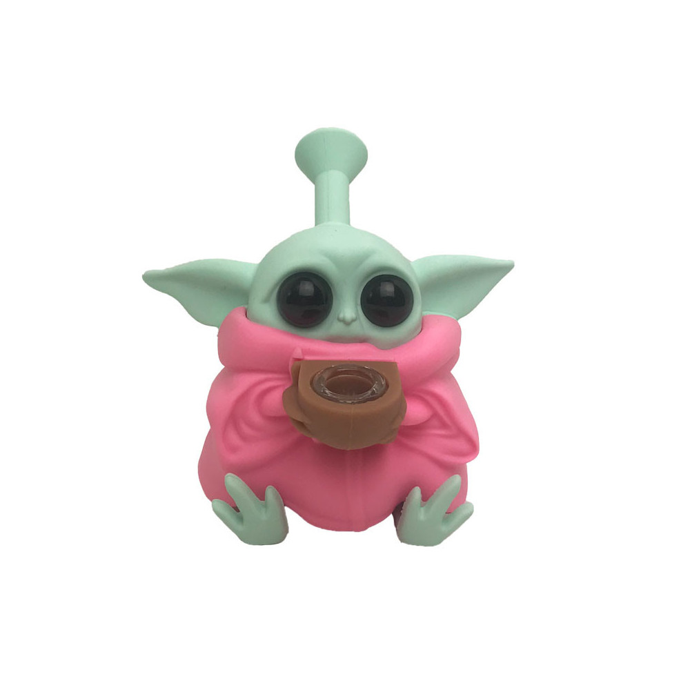 Silikonové vodní bongo Yoda Pink 12,5 cm