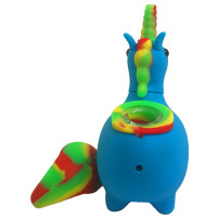 Silikonové vodní bongo Unicorn Blue 12 cm