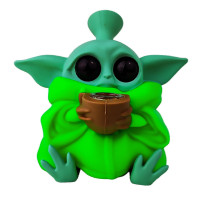 Silikonové vodní bongo Yoda Zelená 12,5 cm