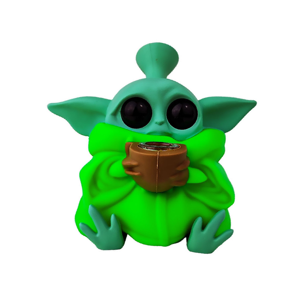 Silikonové vodní bongo Yoda Zelená 12,5 cm