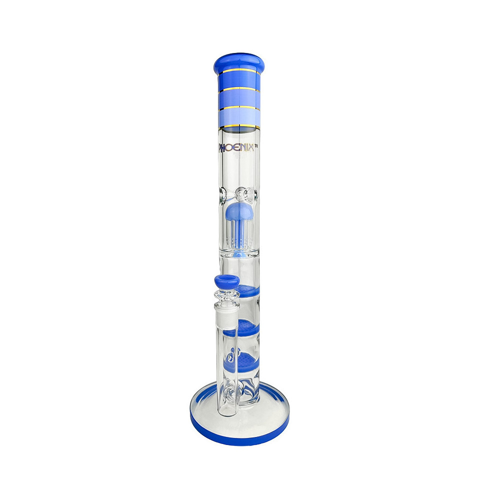 Bong Phoenix Triple Honeycomb 46cm - Modré