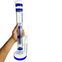 Skleněné bongo Phoenix 43cm - Mléčně-modré