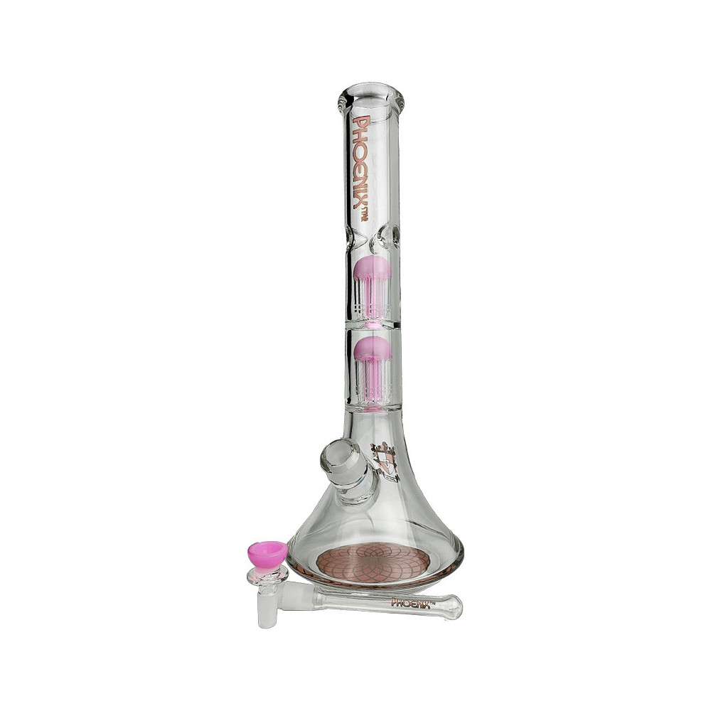 Skleněné bongo Phoenix 41cm - Růžové