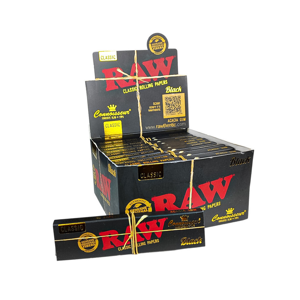 Papírky s filtry Raw Black Slim King Size s krabicí