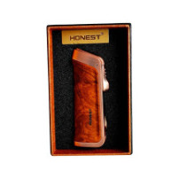 Tryskový zapalovač Honest Wood 3-jet s vykrajovátkem - v krabičce