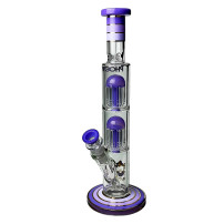 Skleněné bongo fialové barvy Phoenix double 8arm percs gold line