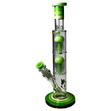 Skleněné bongo zelené barvy Phoenix double 8arm percs gold line