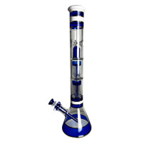 Skleněné bongo PHX double 8arm percs modré barvy - pohled na boční stranu bonga