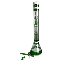 Skleněné bongo PHX double 8arm percs zelené barvy-vybraný down pipe a šluk
