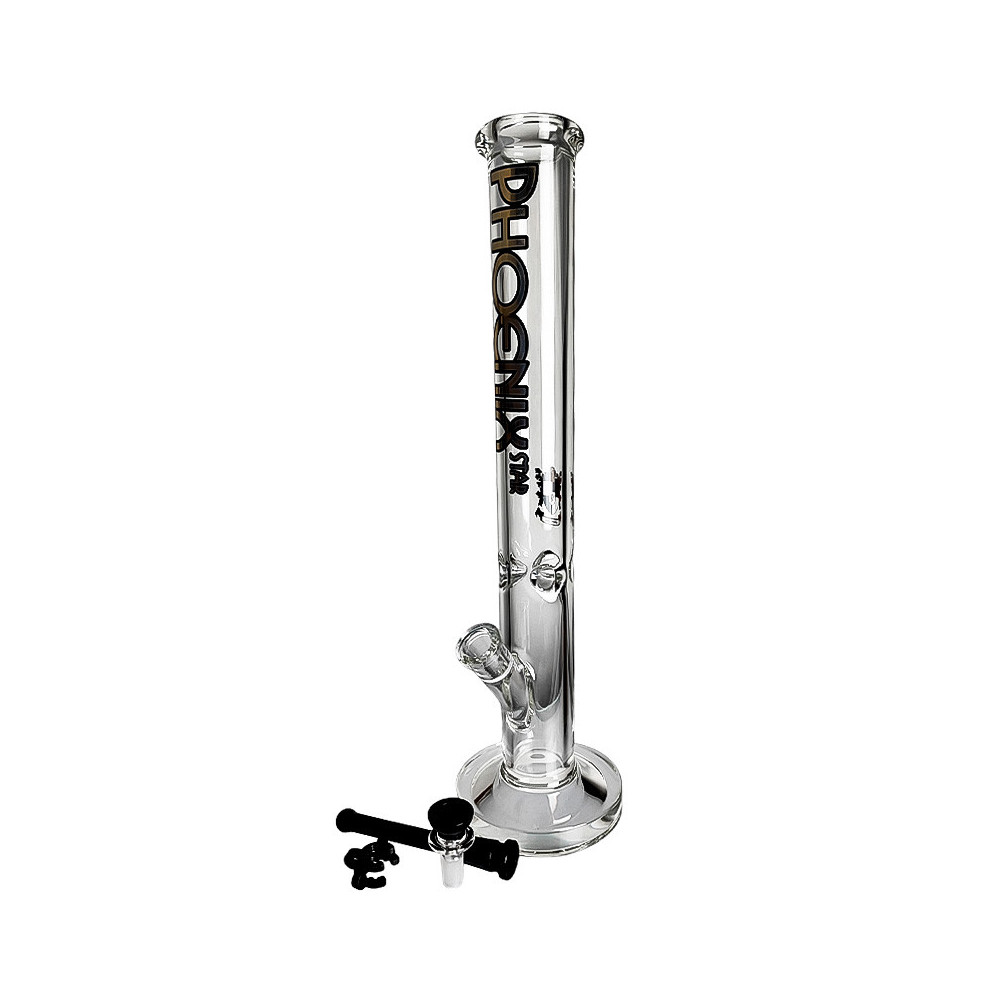 Skleněné bongo Phoenix černé barvy - vybraný downpipe a šluk