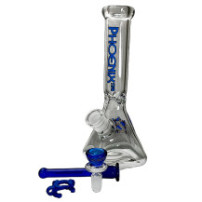 Skleněné bongo Phoenix square modré barvy - vybraný downpipe a šluk