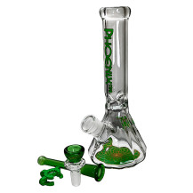 Skleněné bongo Phoenix Diamond zelené barvy - vybraný downpipe a šluk