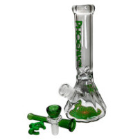 Skleněné bongo Phoenix Diamond zelené barvy - vybraný downpipe a šluk