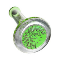 Skleněné bongo Phoenix Beaker zelené barvy - pohled na ornament na spodní části vázy