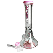 Skleněné bongo Phoenix Beaker růžové barvy - vybraný downpipe a šluk
