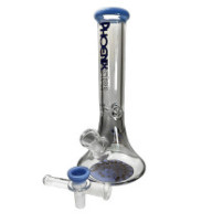 Skleněné bongo Phoenix Beaker modré barvy - vybraný downpipe a šluk