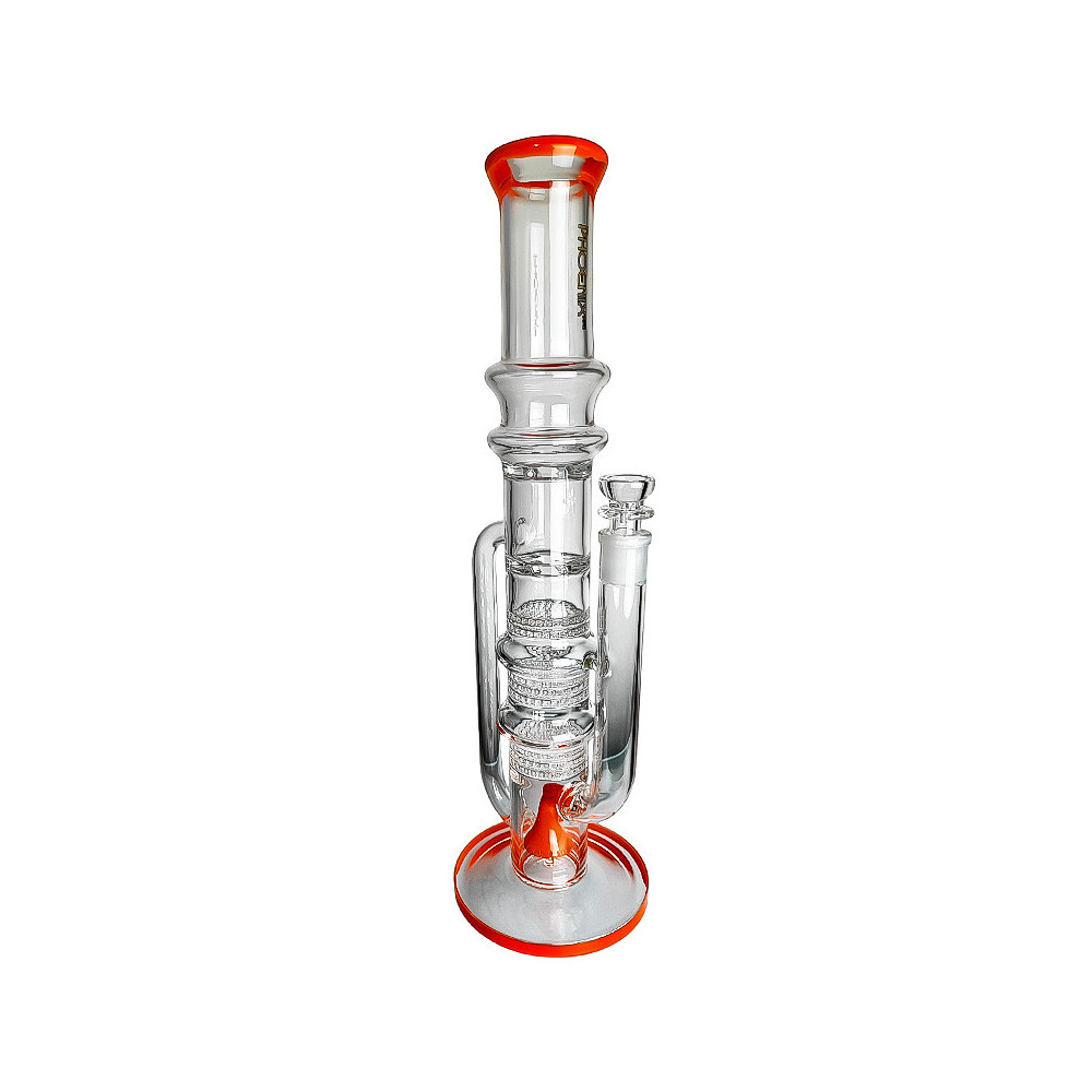 Skleněné bongo Dušan 8honeycomb 2turbine American Rod perc oranžové barvy