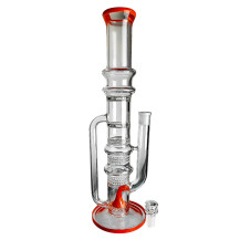 Skleněné bongo Dušan 8honeycomb 2turbine American Rod perc oranžové barvy - vybraný šluk