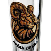 Skleněné bongo Dušan Clear - Logo Dušan Baran