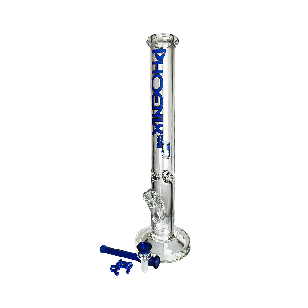 Skleněné bongo Phoenix modré barvy - vybraný downpipe a šluk