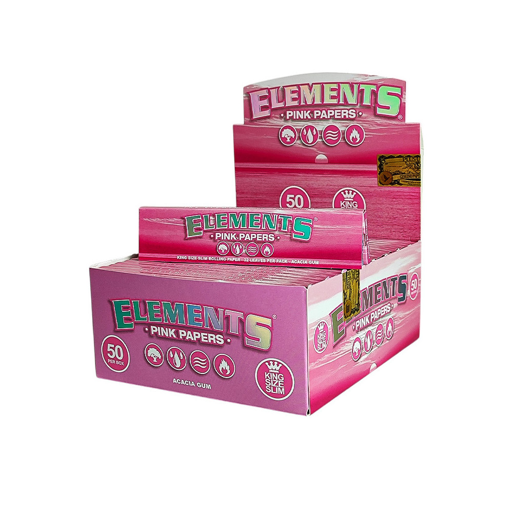 Papírky Elements King Size Slim - Růžové - s balením