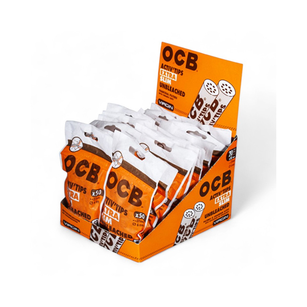 Filtry OCB uhlíkové Extra Slim 50ks Unbleached - celé balení