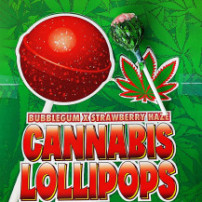 Lízátko Hempy Lab Cannabis Strawberry Haze - s pozadím